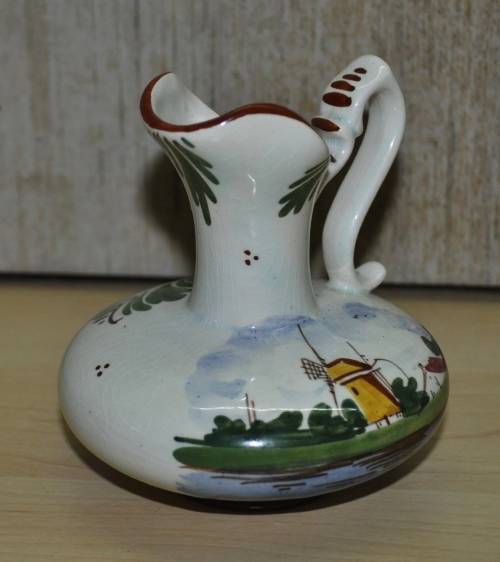 Vintage, Ornamental, Small Ceramic Hand-painted Gouda Vase/Jug Made in Holland #515