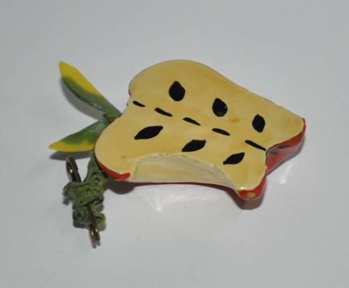 Vintage Red lacqueRed Bitten Apple Pin