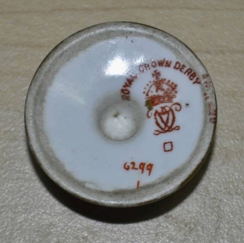 Antique Royal Crown Derby Imari Pattern 6299, Derby Witches, Miniature Butter Churn, dated 1912