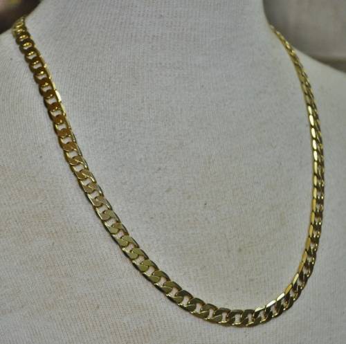 Vintage Solid 9ct Yellow Gold Curb Link Chain 6.8 mm, 56 cm, 35.2 grams stamped 9CT and 375