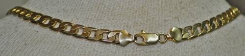 Vintage Solid 9ct Yellow Gold Curb Link Chain 6.8 mm, 56 cm, 35.2 grams stamped 9CT and 375
