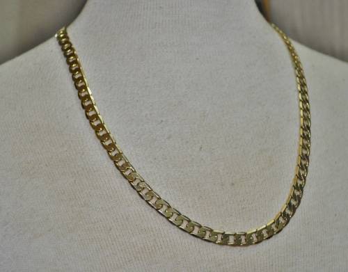 Vintage Solid 9ct Yellow Gold Curb Link Chain 6.8 mm, 56 cm, 35.2 grams stamped 9CT and 375