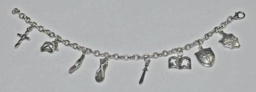 Vintage Armour of God Silver Tone Charm Bracelet