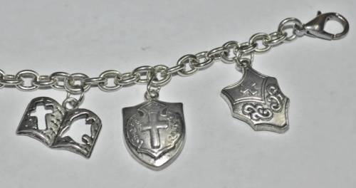 Vintage Armour of God Silver Tone Charm Bracelet