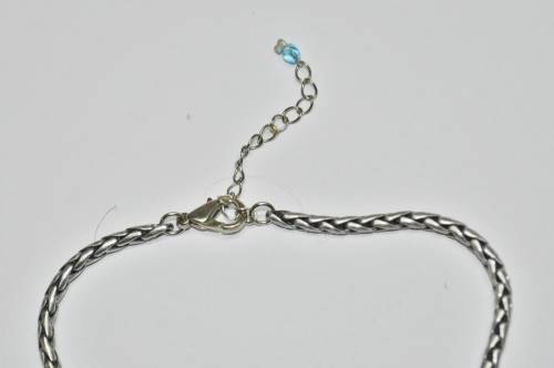 Vintage Antique Silver Tone Chain Necklace with Prong Set Faceted Blue Teardrop Crystal Pendant