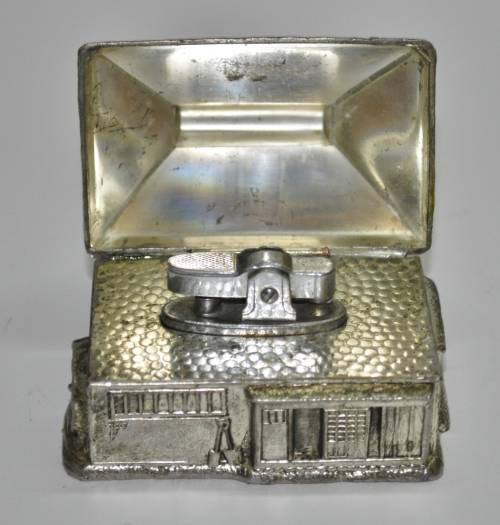 Rare and Unusual Silver Plated Watermill House Novelty Table Lighter c1960