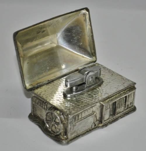 Rare and Unusual Silver Plated Watermill House Novelty Table Lighter c1960
