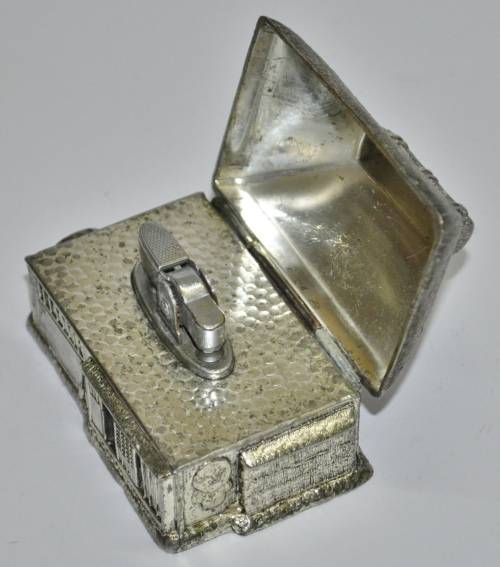 Rare and Unusual Silver Plated Watermill House Novelty Table Lighter c1960
