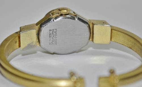 Vintage Swiss Made Cardinal 17 Jewel Gold Plated and Rhinestone Ladies Clamper Bracelet Watch