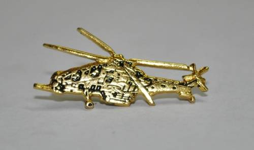 Vintage Gold Tone and Enamel Helicopter Lapel Pin