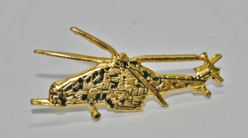 Vintage Gold Tone and Enamel Helicopter Lapel Pin