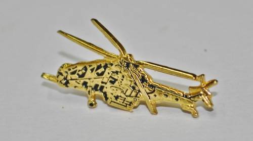 Vintage Gold Tone and Enamel Helicopter Lapel Pin