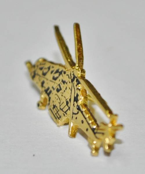 Vintage Gold Tone and Enamel Helicopter Lapel Pin