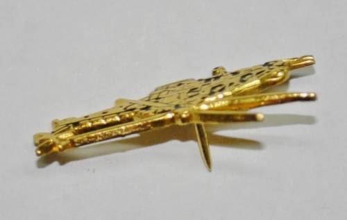 Vintage Gold Tone and Enamel Helicopter Lapel Pin