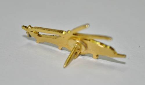 Vintage Gold Tone and Enamel Helicopter Lapel Pin