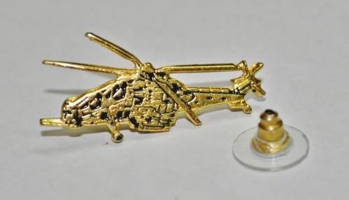 Vintage Gold Tone and Enamel Helicopter Lapel Pin