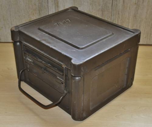 Vintage Brown Metal Ammunition Box