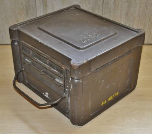 Vintage Brown Metal Ammunition Box