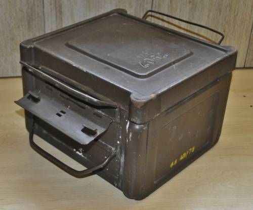 Vintage Brown Metal Ammunition Box