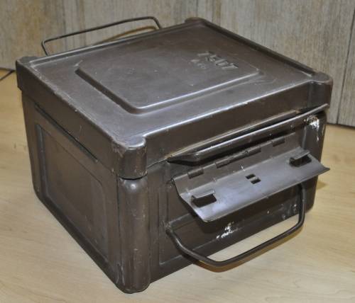 Vintage Brown Metal Ammunition Box