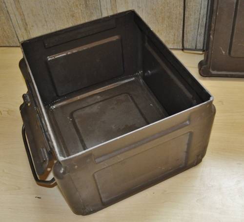 Vintage Brown Metal Ammunition Box