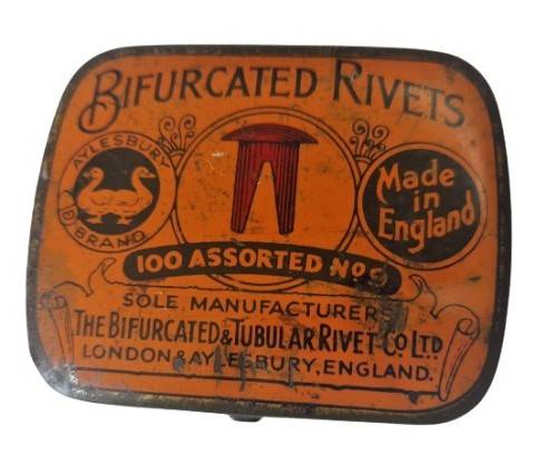 Small Vintage 1940s Bifurcated Rivets Storage Tin
