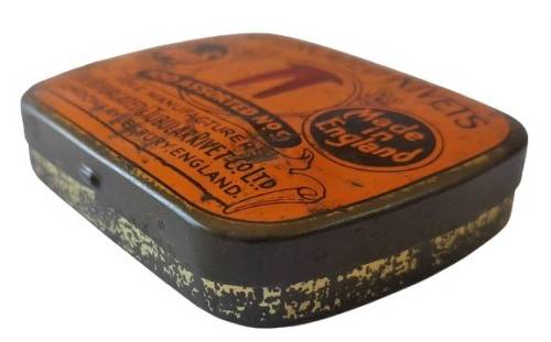 Small Vintage 1940s Bifurcated Rivets Storage Tin