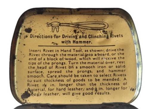 Small Vintage 1940s Bifurcated Rivets Storage Tin