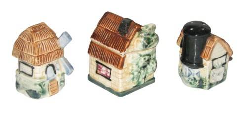 Vintage, Cottage Style Ceramic Cruet Set - Salt, Pepper and Mustard