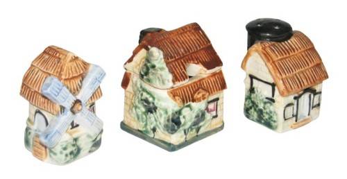 Vintage, Cottage Style Ceramic Cruet Set - Salt, Pepper and Mustard