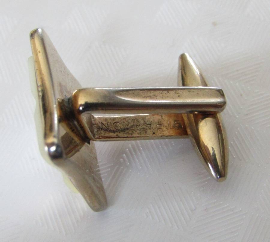 Vintage gilt cufflinks with mother of pearl decoration signed Gilda Stratton