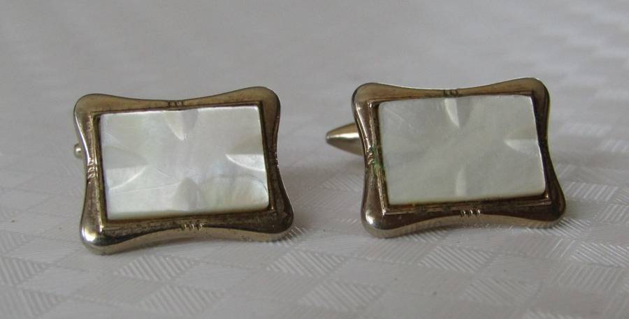 Vintage gilt cufflinks with mother of pearl decoration signed Gilda Stratton