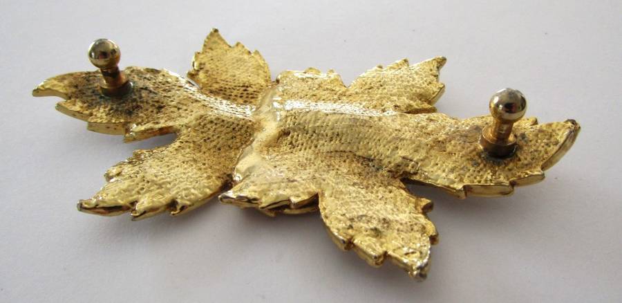 Vintage Gold Tone and Enamel Maple Leaf Belt Buckle