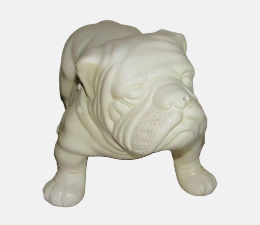 Large, Vintage Cream Glazed Ceramic English Bulldog Figurine