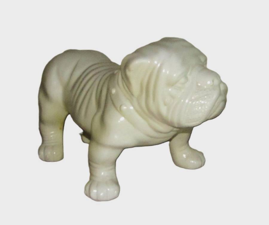 Large, Vintage Cream Glazed Ceramic English Bulldog Figurine