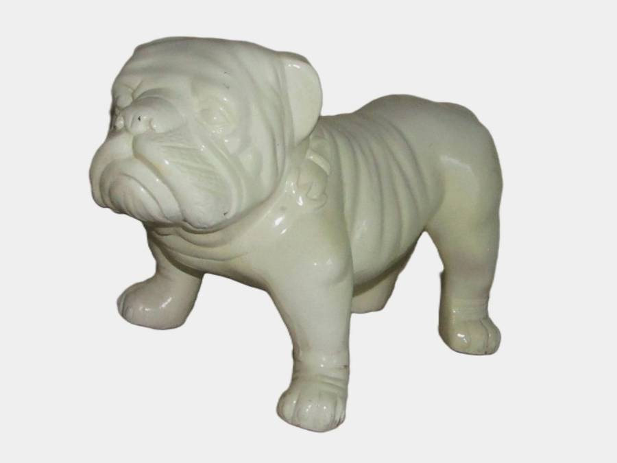 Large, Vintage Cream Glazed Ceramic English Bulldog Figurine