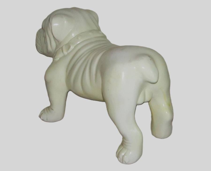 Large, Vintage Cream Glazed Ceramic English Bulldog Figurine