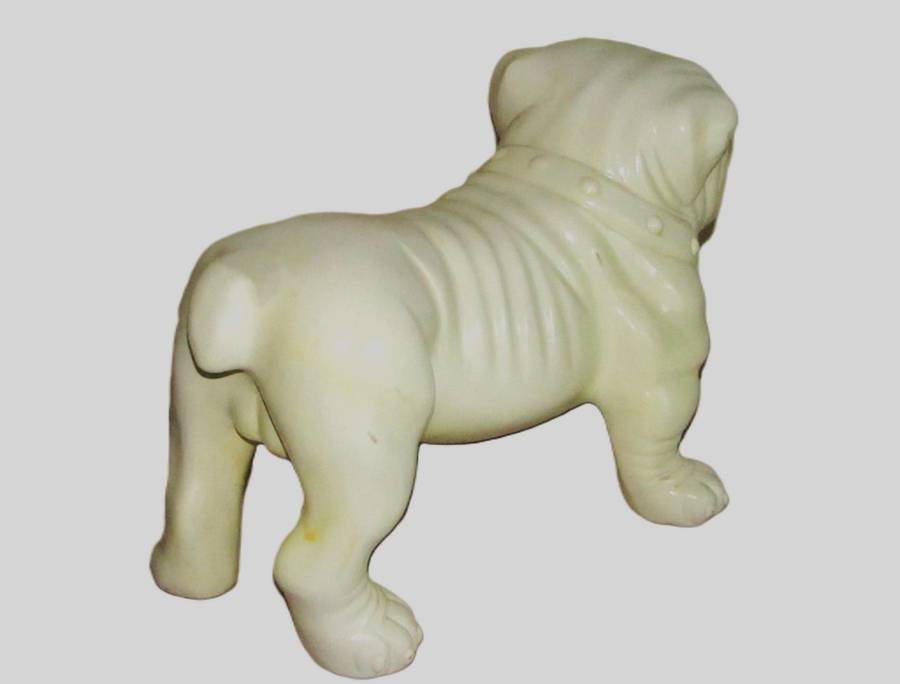 Large, Vintage Cream Glazed Ceramic English Bulldog Figurine