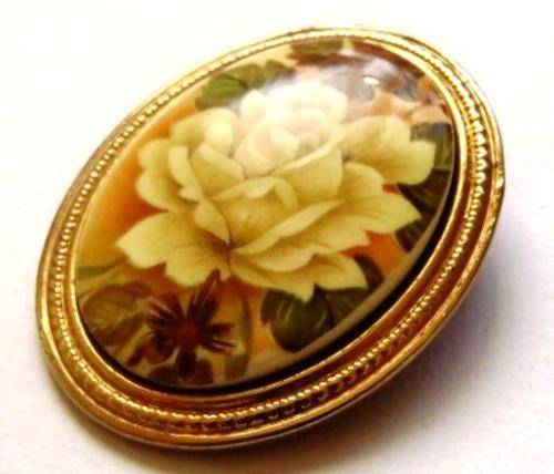Hand painted porcelain brooch
