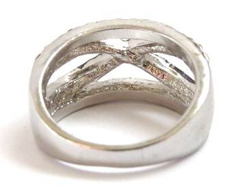 Fashion ring with the infinity symbol in black flanked by clear stones (Size 6.5)