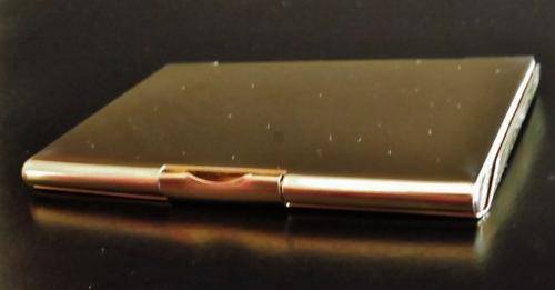 Vintage gold tone and faux leather business card holder