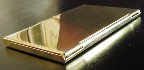 Vintage gold tone and faux leather business card holder