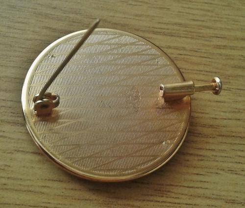 Vintage Damascene gold tone bird and flowers brooch pin