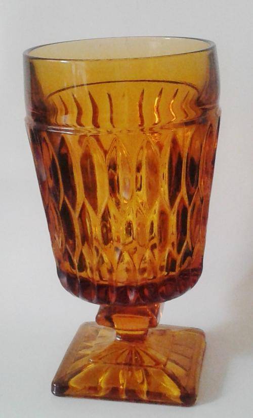 Vintage amber glass pedestal vase