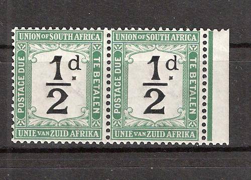 1914 PD 1/2d PAIR UMM. TWO STAMPS OF DIFFERENT SIZES