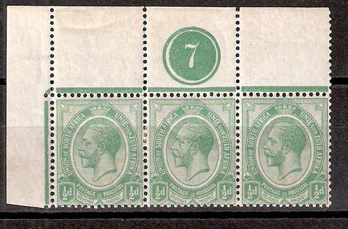 KINGSHEAD  1/2d TOP LEFT CORNER BLOCK OF 3 WITH CONTROL 7 MM