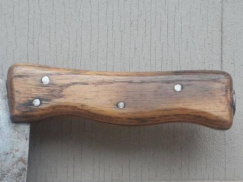 RARE ! ANTIQUE INTALICUS PREMANA WOODEN AND STEEL BUTCHERS BLADE UP FOR GRABS !