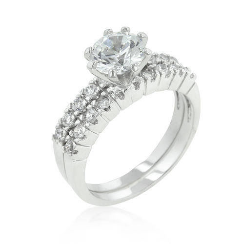 White Gold bonded engagement ring