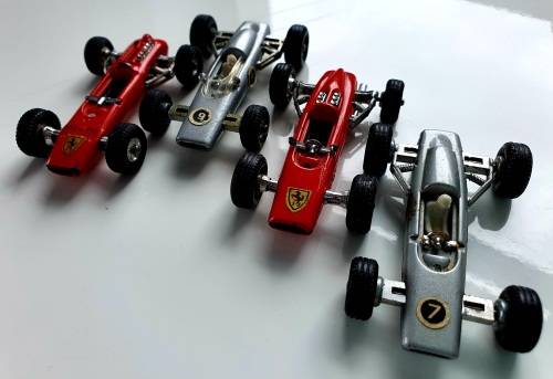 4X VINTAGE COLLECTORS FERRARI PENNY TOY CARS FROM 1960 - EXCELLENT CONDITION - ALL MADE IN ITALY