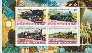 Republic / Republique du Burundi 2011 - Train Trains Transport Railway Locomotives Stamps MNH (3)